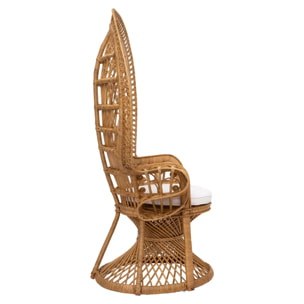 Fauteuil "Takta" rotin tissu blanc