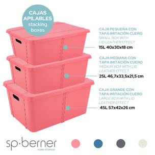 Caja de almacenaje con tapa rosa