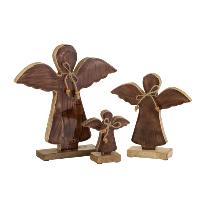 J-Line figurine Ange Sur Pied Vernis - bois - marron - large