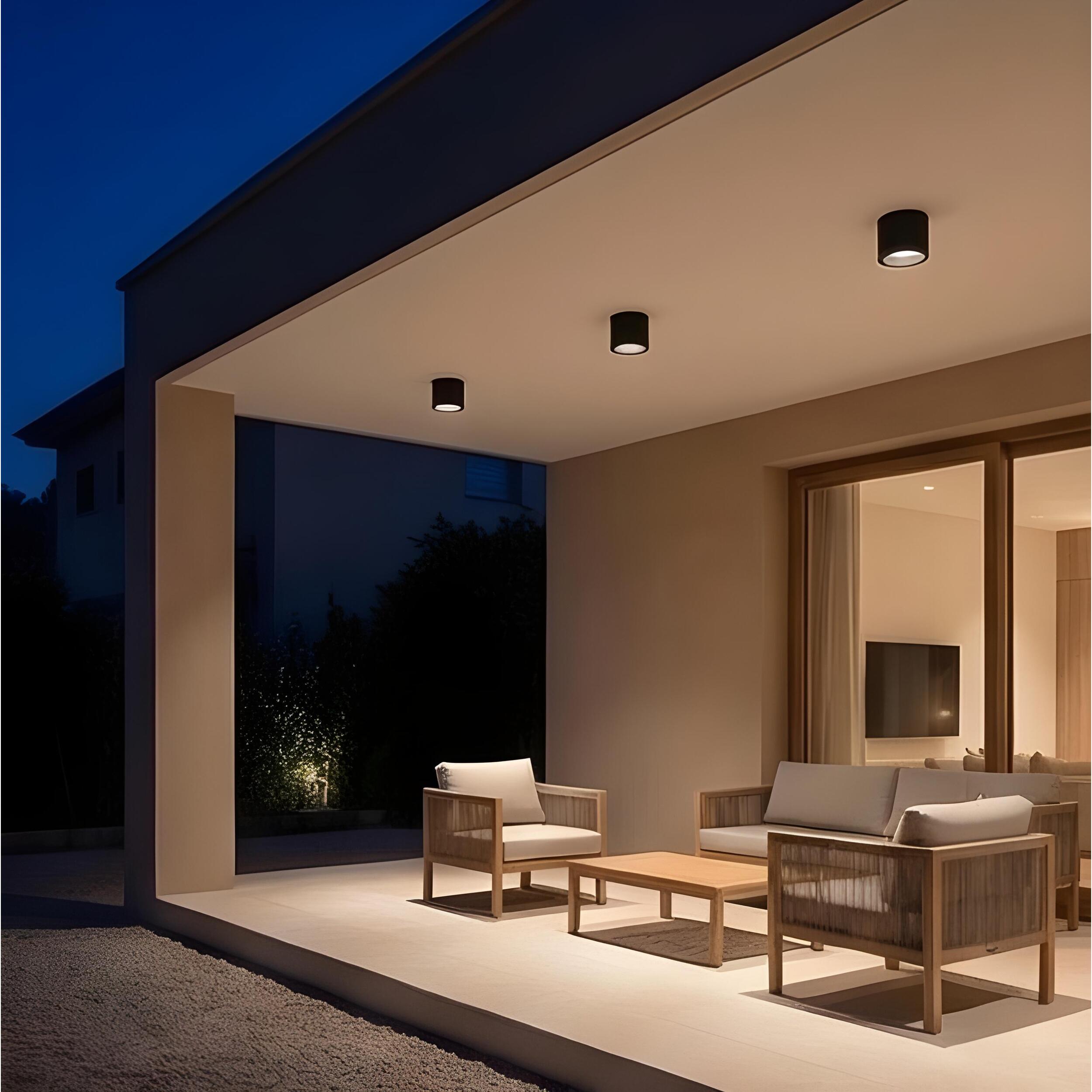 LEDS C4 Plafon Ip66 Cosmos Led Ø126Mm Led 12W Blanco Cálido - 3000K On-Off Gris Urbano