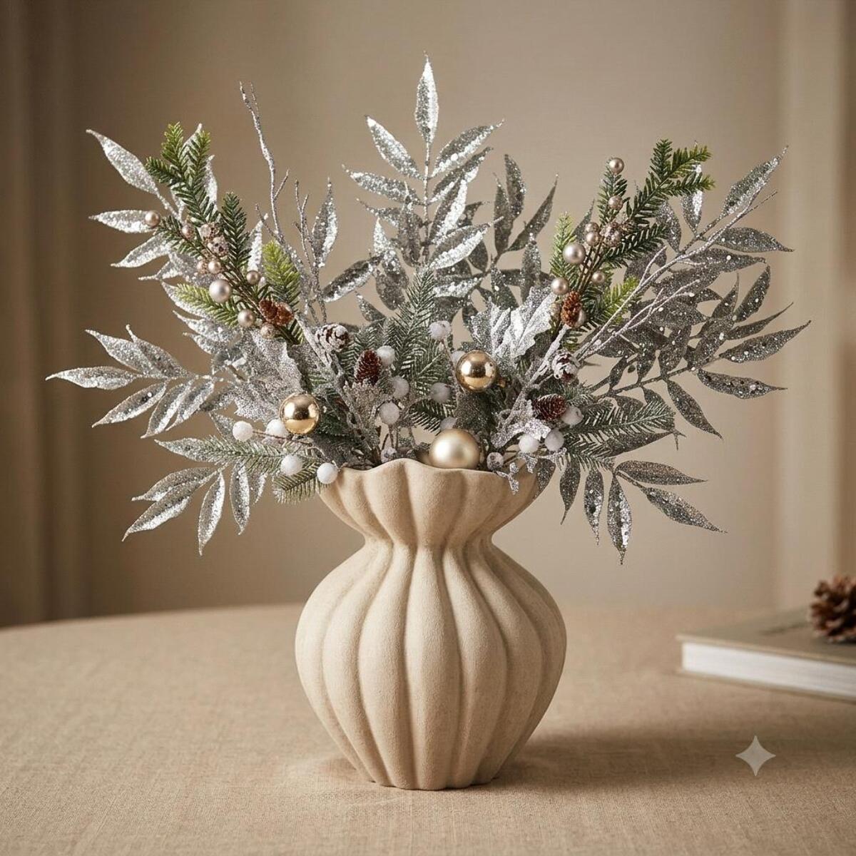 Ruscus con glitter - Pezzi 24 - ARGENTO - Bianchi Dino SpA