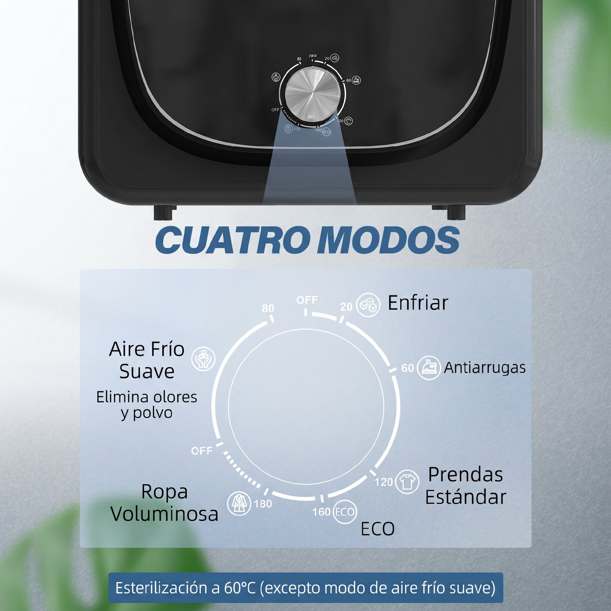Secadora de Evacuación 4 kg, Secadora de Ropa 800W, Función Antiarrugas, Función Esterilizar, 5 Programas, Carga Frontal, Fácil de Planchar, Tambor Inox, Montable en Pared o Suelo, Negro