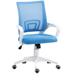 Silla de Oficina de Malla Silla de Escritorio Giratoria con Altura Ajustable Función de Basculante Soporte Lumbar y Reposabrazos Silla para Estudio Carga 120 kg Azul Claro