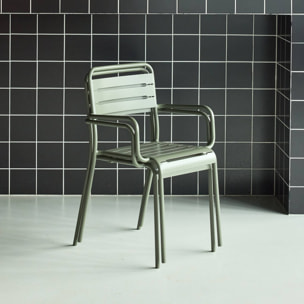 Lot de 2 fauteuils de jardin acier. 2 places. kaki. Amelia. L50.4 X P53 X H79.5cm