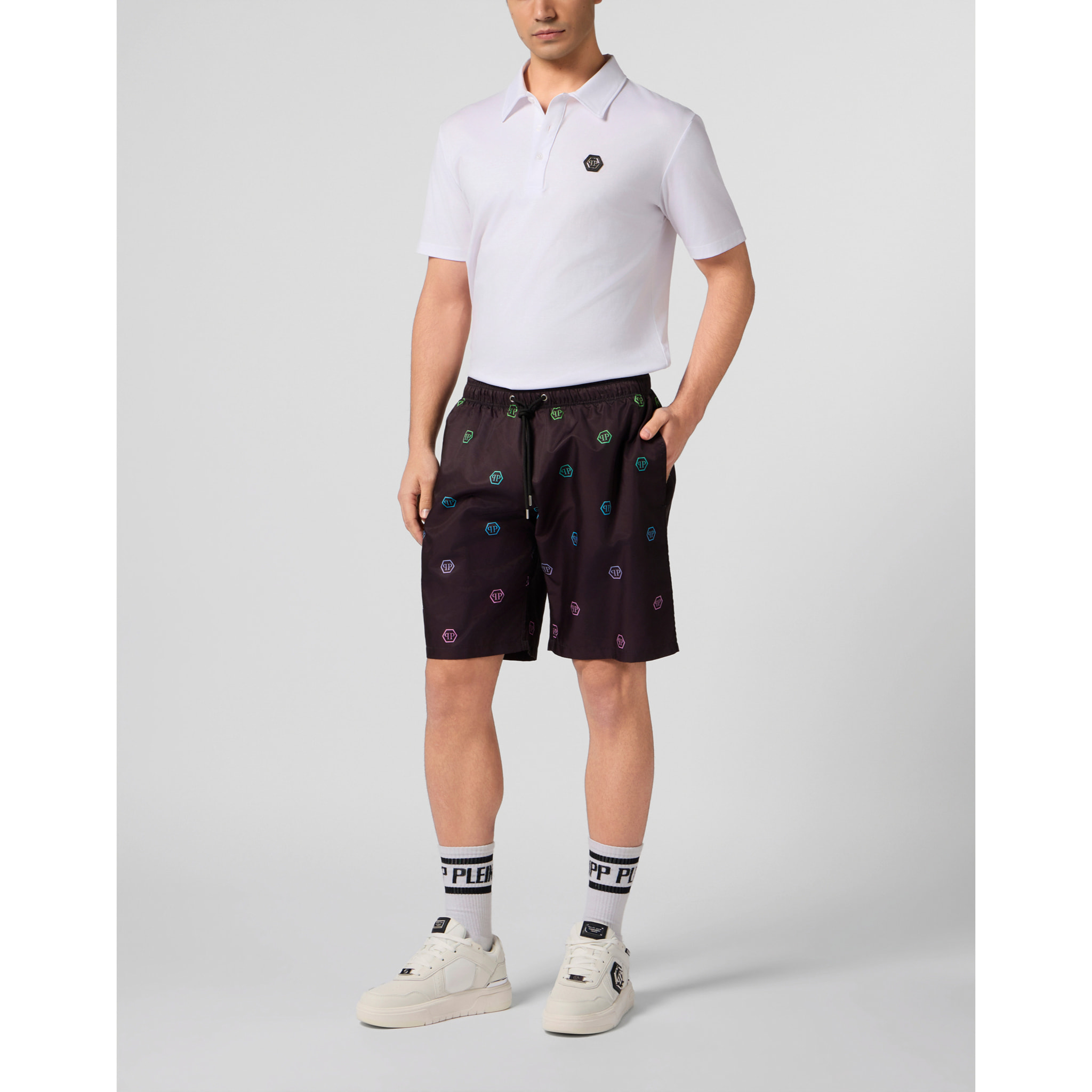 PHILIPP PLEIN Nylon Shorts Degrade Monogram