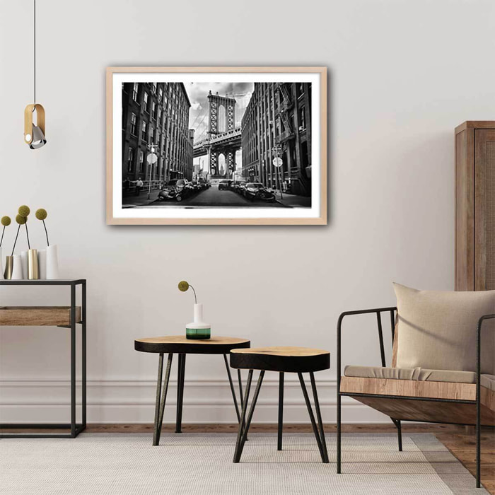 Affiche dumbo brooklyn bridge Affiche + cadre en bois - Chêne