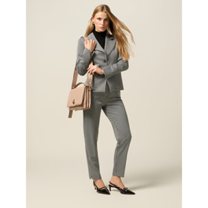 Oltre - Pantalones pitillo jacquard - Gris