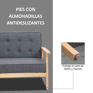 Sofá de 2 Plazas Respaldo y Asiento Acolchado Patas de Madera 114x61x71 cm Gris