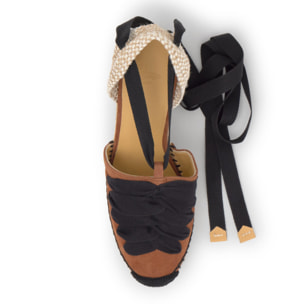 Alpargata embetada Curtis cuña de yute en ante con cintas