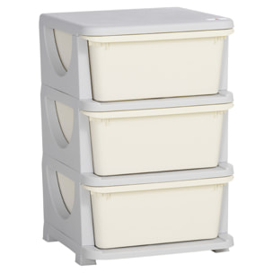 Organisateur de jouets enfant 3 tiroirs - boîtes de rangement plastique - PP gris clair crème
