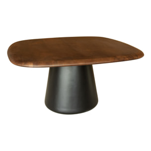 TABLE BASSE EN BOIS DE MANGUIER ET PIED MÉTAL NOIR 80X80X43CM OSLO