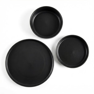 Set 18 Piatti in Ceramica, lavabile in lavastoviglie e adatto a microonde, Intrecci