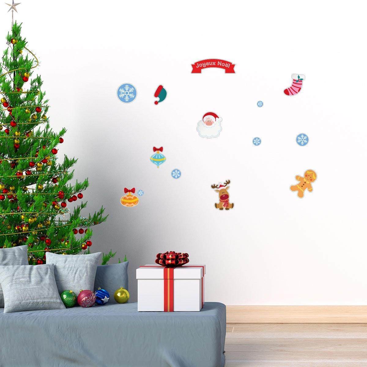 Sticker Noël décorations pour enfants - Autocollants stickers adhésifs noël - décoration fêtes