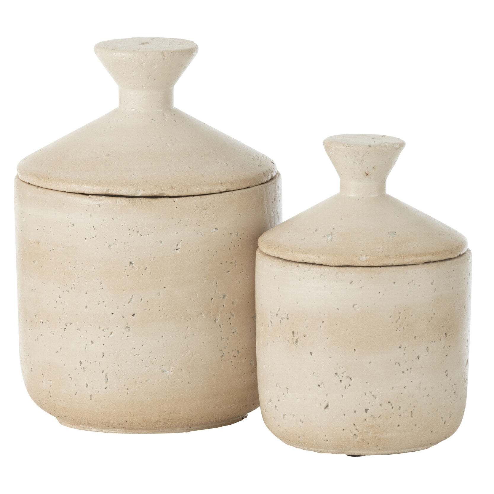 J-Line Pot Decoratif Olina Ciment Creme Large