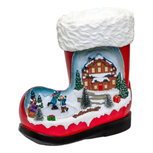 Village de Noël lumineux botte animé et musical 12 LED à piles