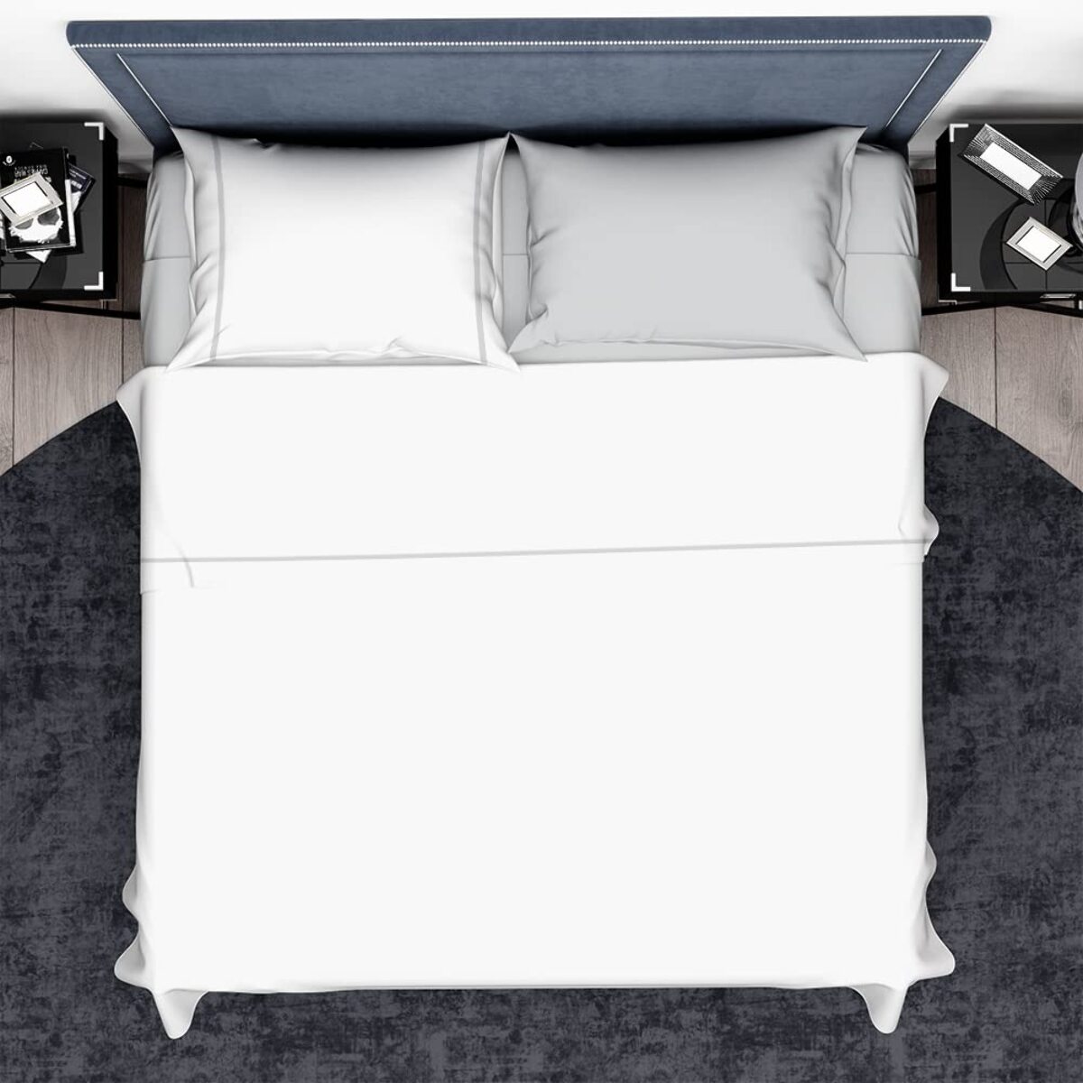 INTRECCI Completo Lenzuola Letto Matrimoniale in Cotone Bicolore, Set Biancheria Letto 2 Piazze Lenzuolo con Angoli + Lenzuolo Sopra + 2 Federe Bianco Lunar