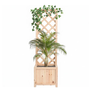 Rosy - Fioriera da Esterno con Grigliato 35x120x30 cm per Piante Rampicanti in Legno di Cedro Impregnato Natural Oak