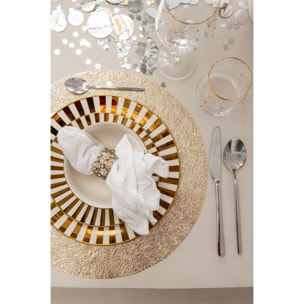 J-Line assiette Lignés - porcelaine - or/blanc - large