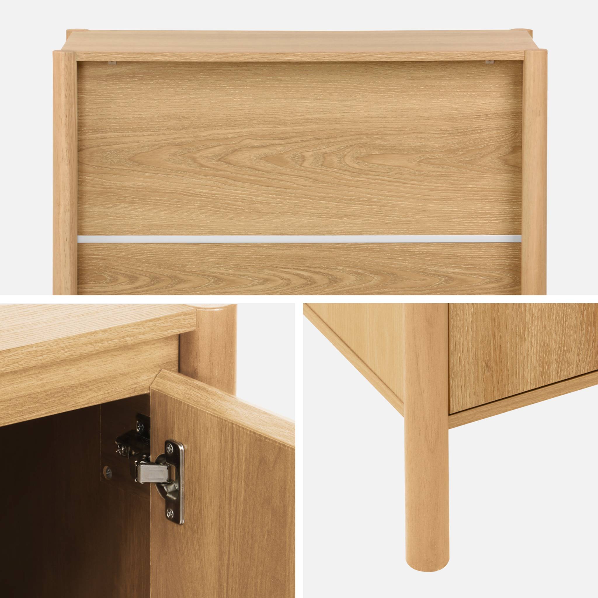 Buffet décor bois 2 portes naturel - 80 x 42 x 78.5 cm - Harmony