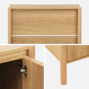 Buffet décor bois 2 portes naturel - 80 x 42 x 78.5 cm - Harmony