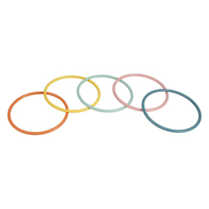 Well Home Juego de Lanzamiento del Anillo en madera con 5 soportes y 5 Anillos de plástico