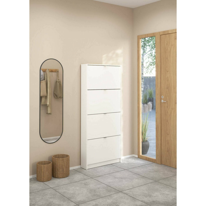 Scarpiera Desideria, Mobile portascarpe, Armadio da ingresso multiuso, Mobiletto per calzature, 70x17 h162 cm, Bianco