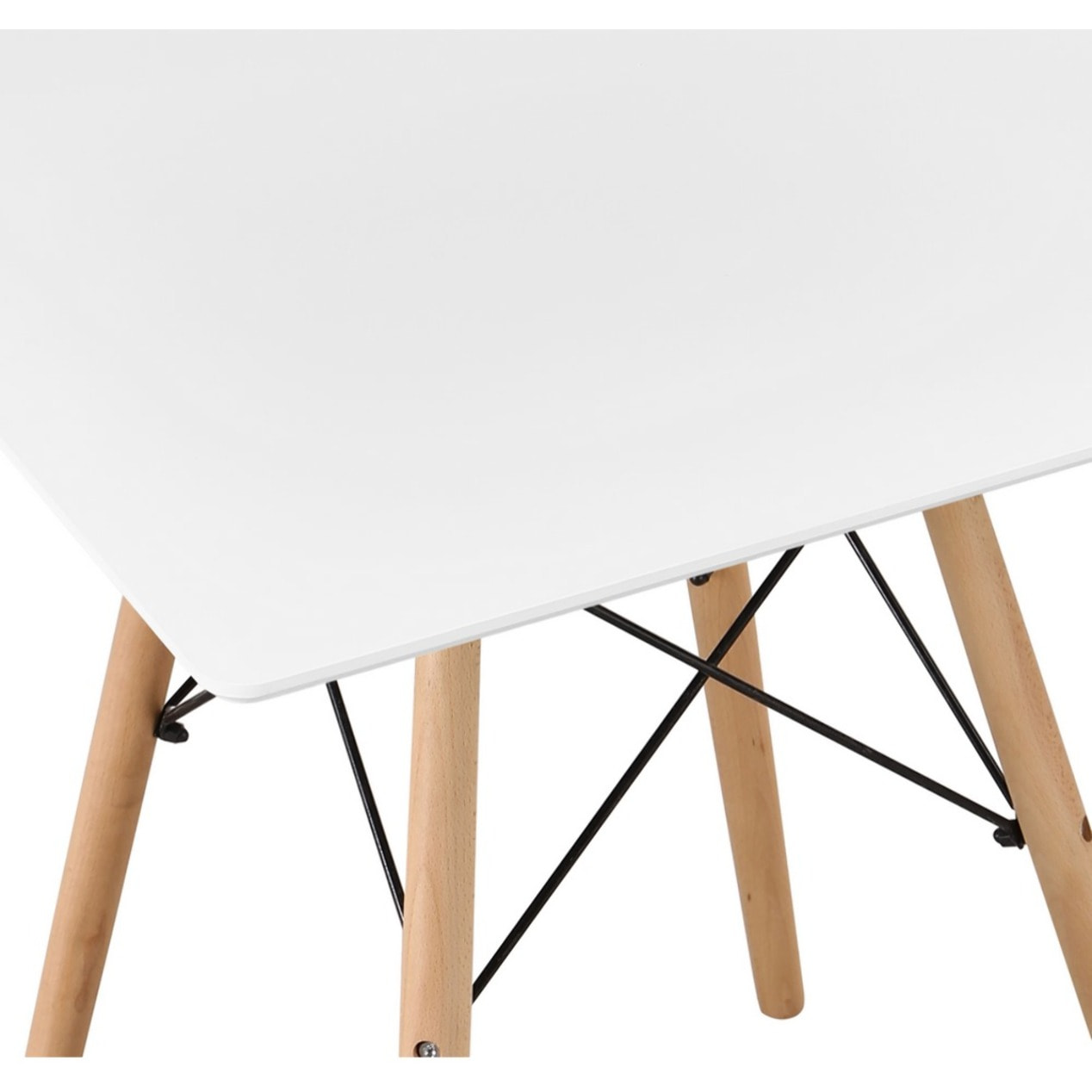 Tavolo da pranzo con gambe incrociate e top bianco - Ester