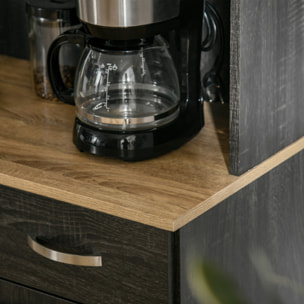 Alacena de Cocina Mueble Auxiliar de Cocina Alta con 6 Puertas Cajón Encimera Abierta y Estantes Ajustables Estilo Moderno Negro Veteado 101x39x180 cm