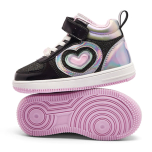 Sneakers luminose da bambina con stampa a cuore