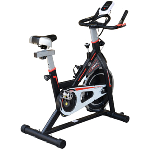 Bicicleta Estática Bici Estática con Volante 8 kg Resistencia Ajustable Pantalla LCD Pulsómetro Ejercicio Silencioso y Asiento Ajustable Carga 120 kg para Casa Gimnasio Negro
