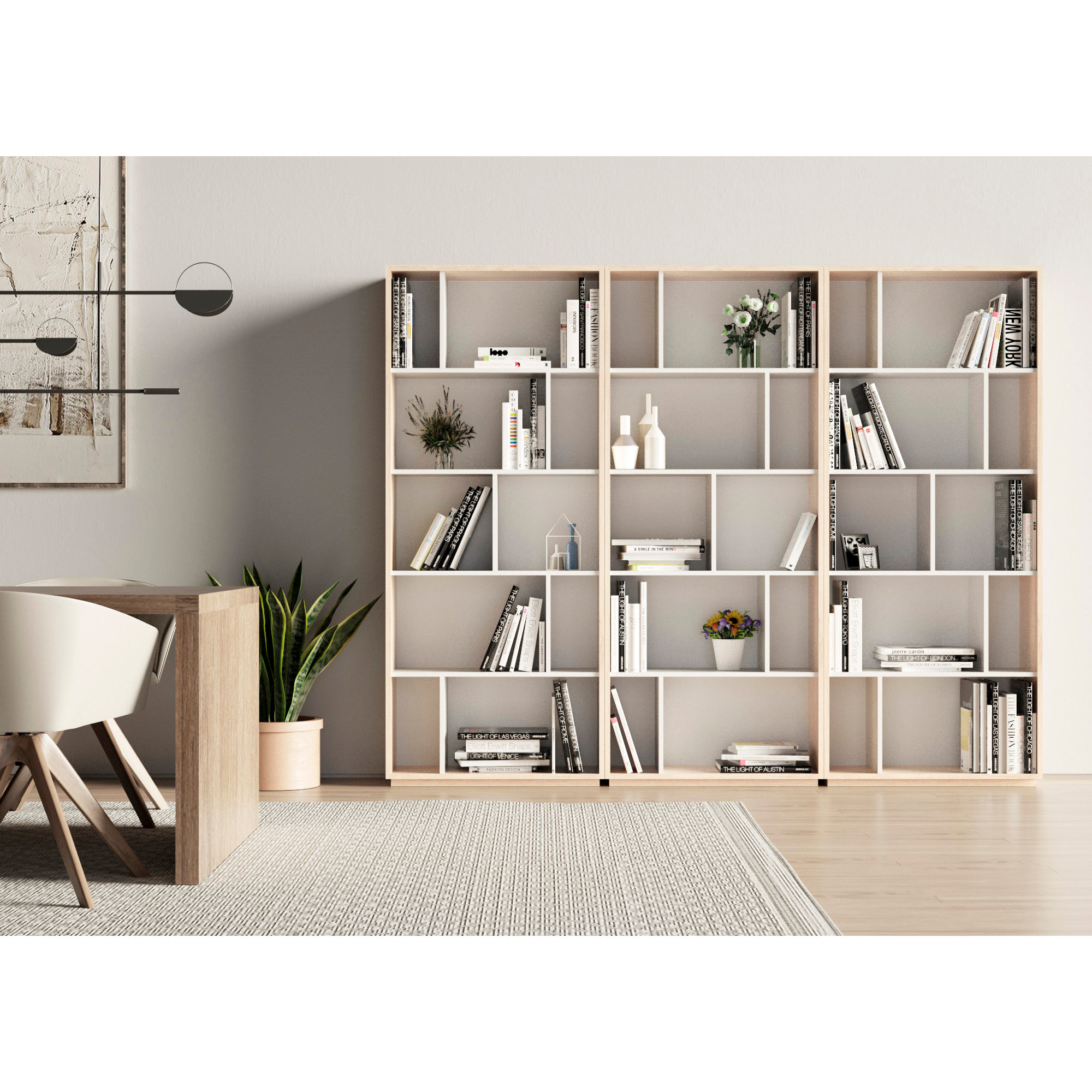 Estantería librería Nack melamina roble-blanco 191x80x32 cm