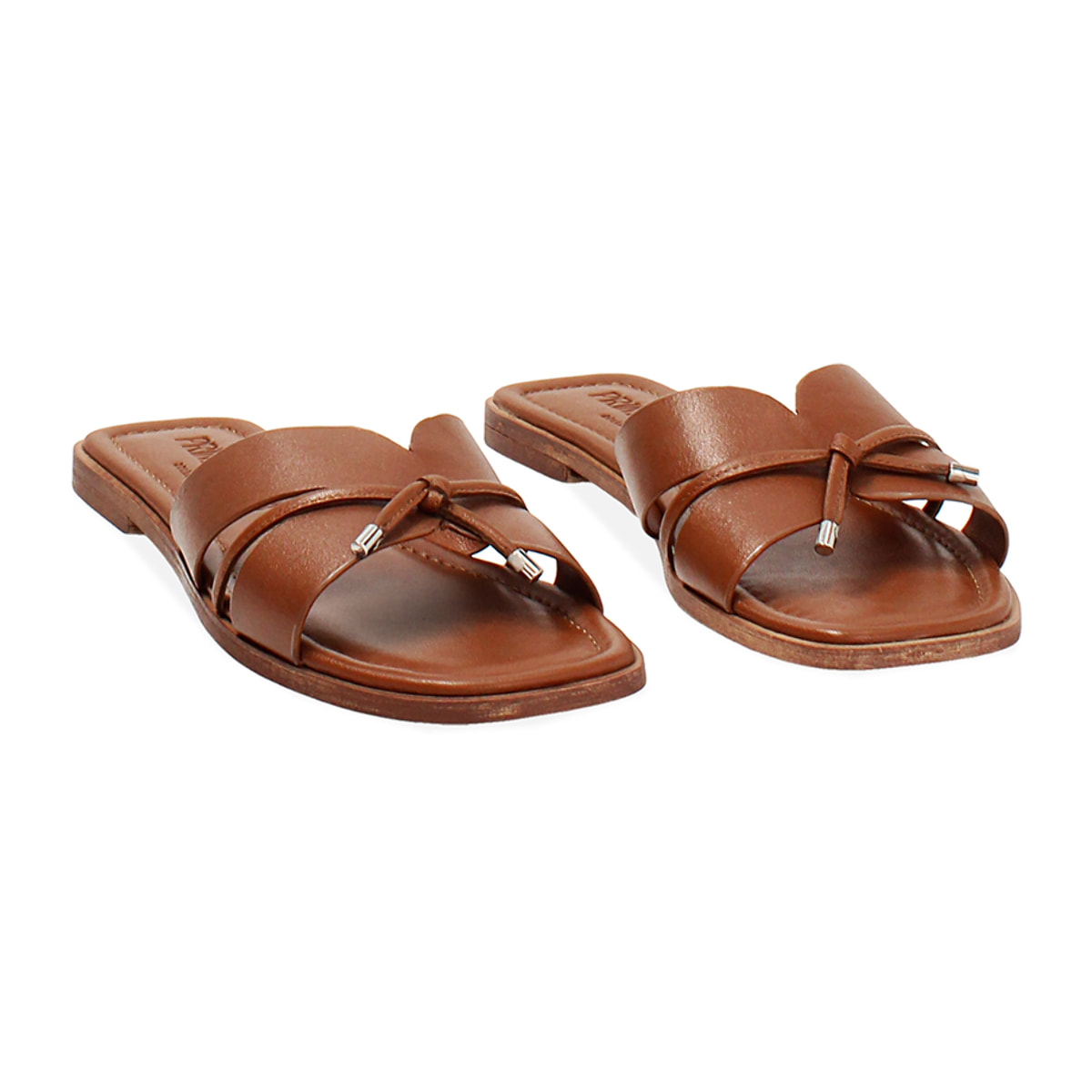 Sandali bassi cognac in pelle
