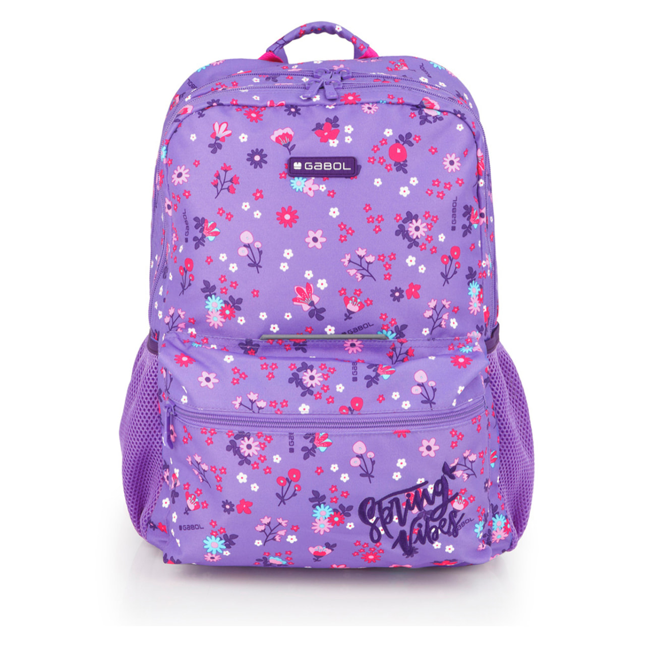 Mochila adaptable a carro Gabol VIOLET con flores y resistente al agua