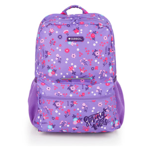 Mochila adaptable a carro Gabol VIOLET con flores y resistente al agua