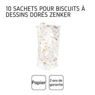 Lot de 10 sachets biscuits de noël doré Zenker