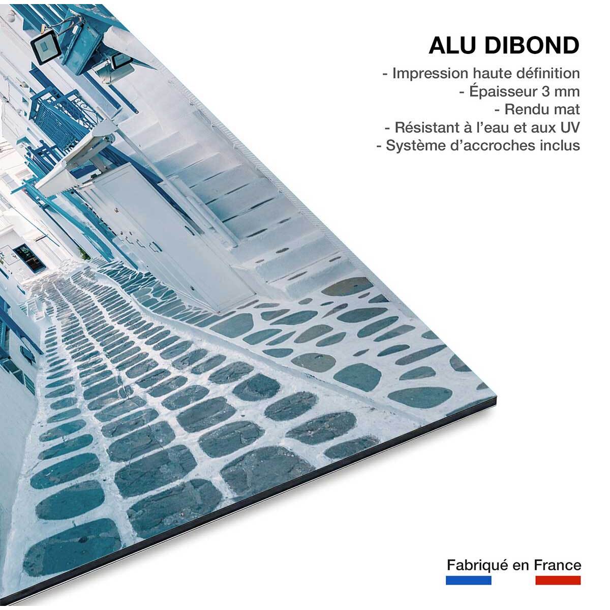 Tableau rue bleue santorin Tableau alu Dibond