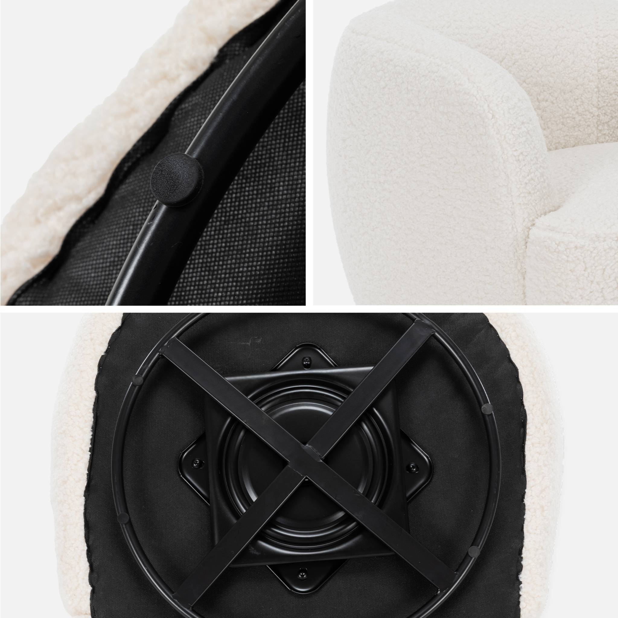 Fauteuil pivotant métal et bouclette LAYA