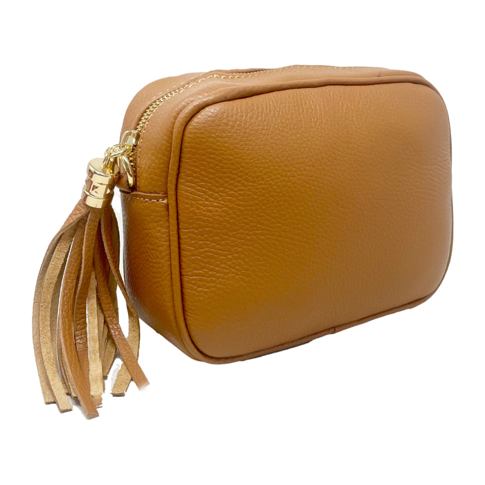 Chicca Borse - Tracollina Clutch Donna in Vera Pelle - Colore Cuoio