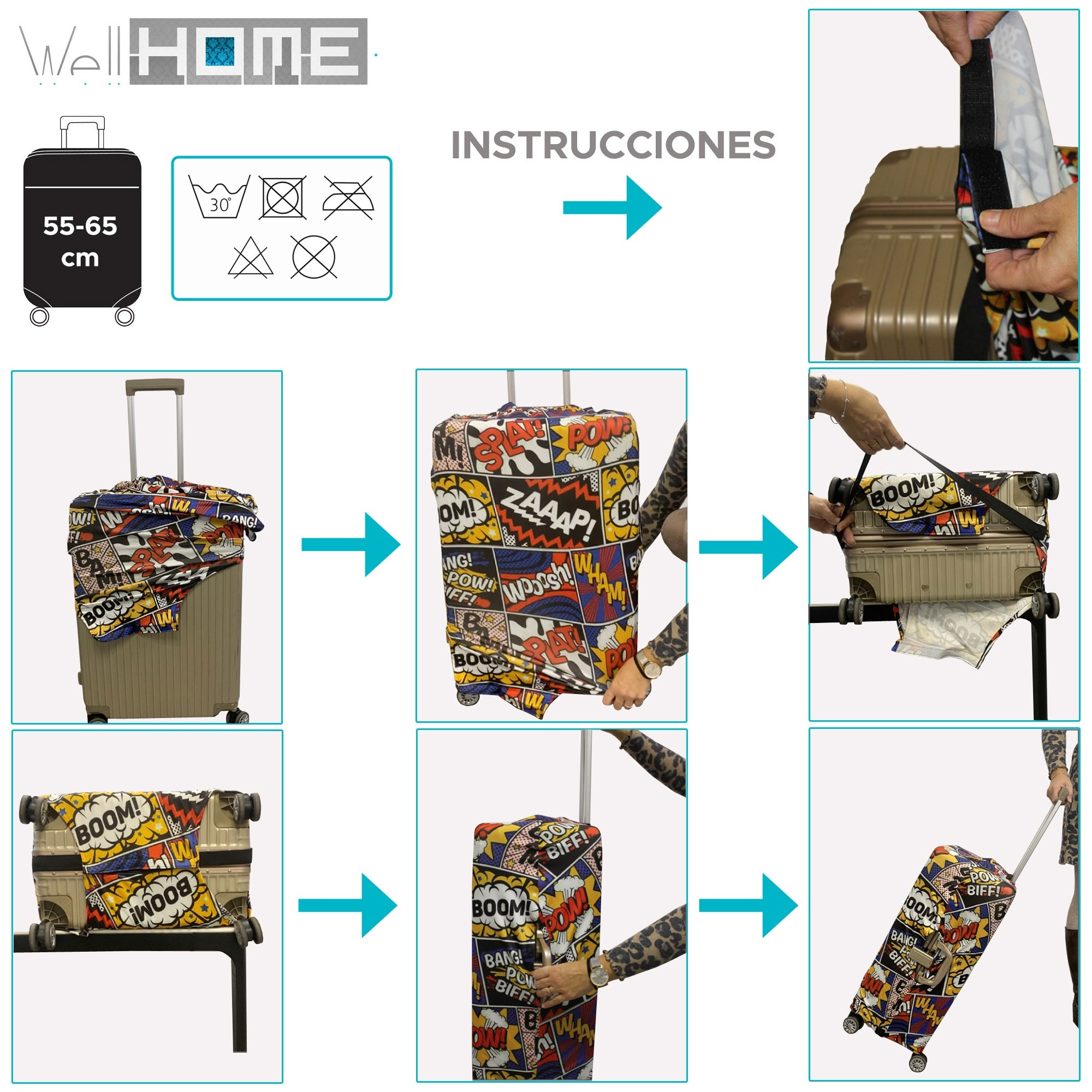 Funda protectora 'city plates' para maleta reutilizable con cremallera