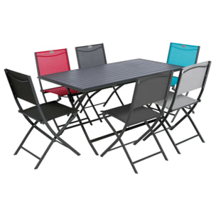 Table de jardin pliante rectangulaire "Azua" 6 places graphite en aluminium