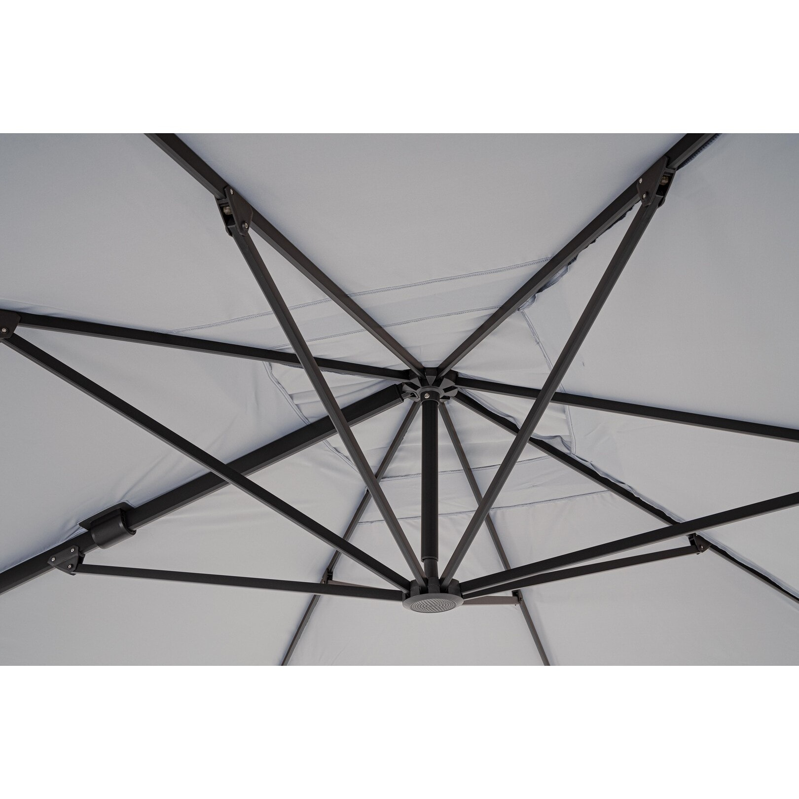 Ombrellone a sospensione VEGA con palo in alluminio e telo grigio 3x4