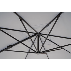 Ombrellone a sospensione VEGA con palo in alluminio e telo grigio 3x4