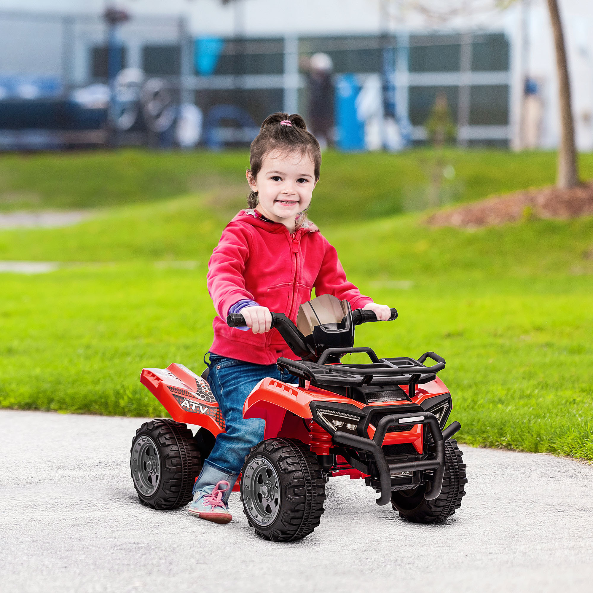 Quad Eléctrico para Niños de +18 Meses Vehículo Eléctrico a Batería 6V Infantil con Velocidad de 2 km/h y Avance 70x42x45 cm Rojo