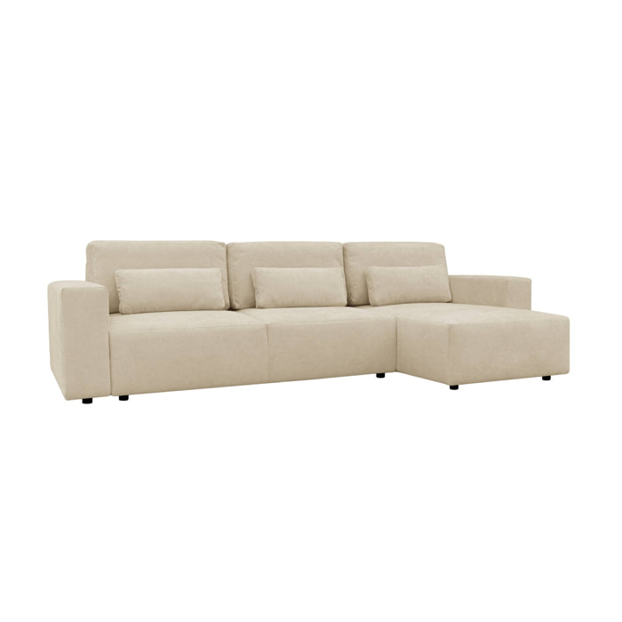 Canapé d'angle convertible réversible 3 places tissu chenille avec coffre THEO