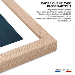 Affiche sentier de plage et banc de sable Affiche + cadre en bois - Chêne