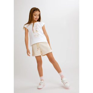 Camiseta de Niña Estampado Osito Blanco
