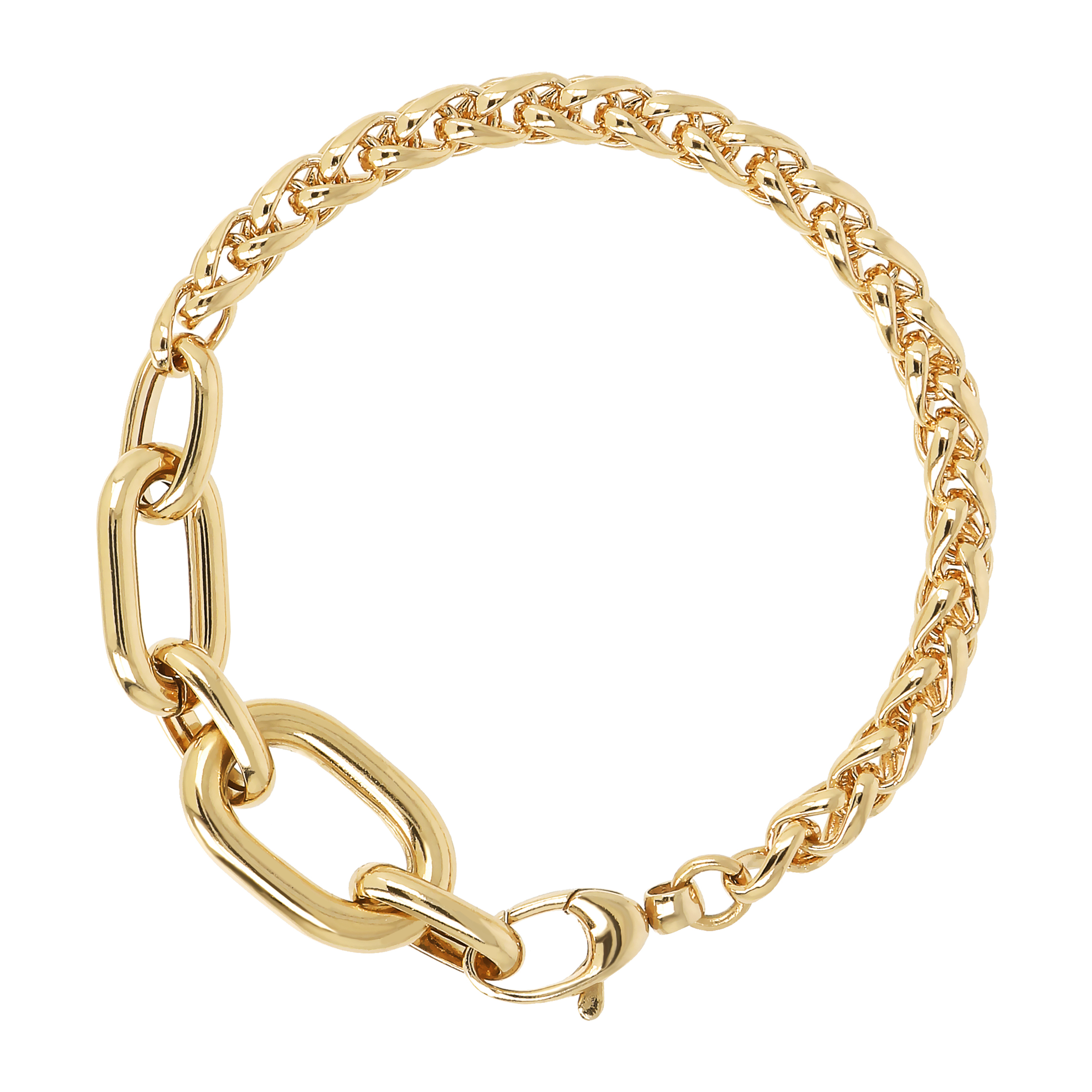 Bracciale Golden Catena Spiga e Maglie Ovali