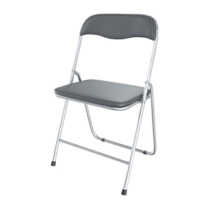 Set da 6 Sedia Pieghevole Slim in Metallo Sedie Salvaspazio Ufficio Casa Campeggio Salotto Cucina Ecopelle Comoda Seduta Imbottita 78x44x44 cm Grigio