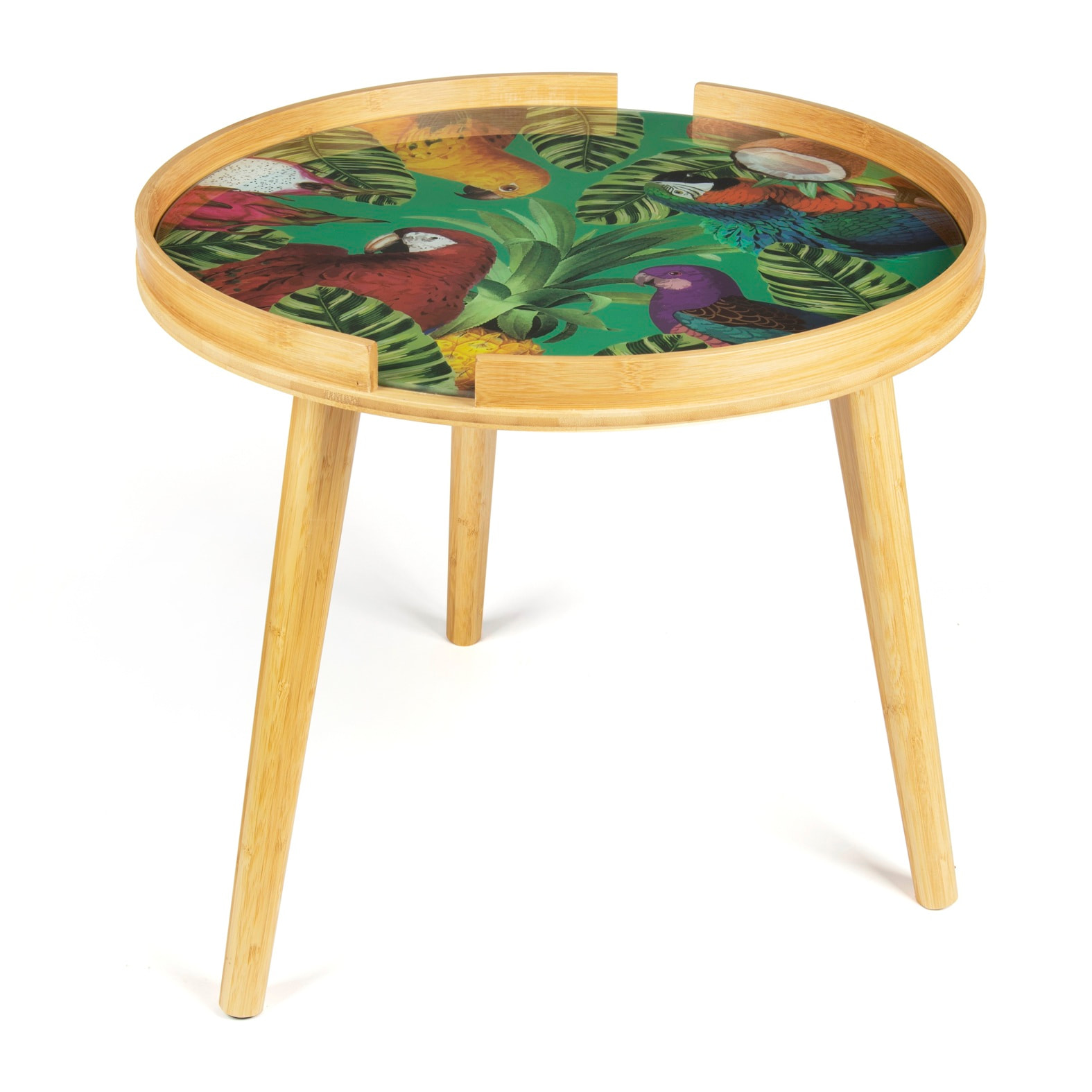 Tavolino Excelsa Havana in bambù e vetro 48x48x44 cm multicolore