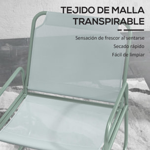 Conjunto de Muebles de Jardín Juego de 1 Mesa Redonda y 2 Sillas de Terraza con Marco de Acero Reposabrazos y Almohadillas Ajustables para los Pies para Balcón Patio Verde